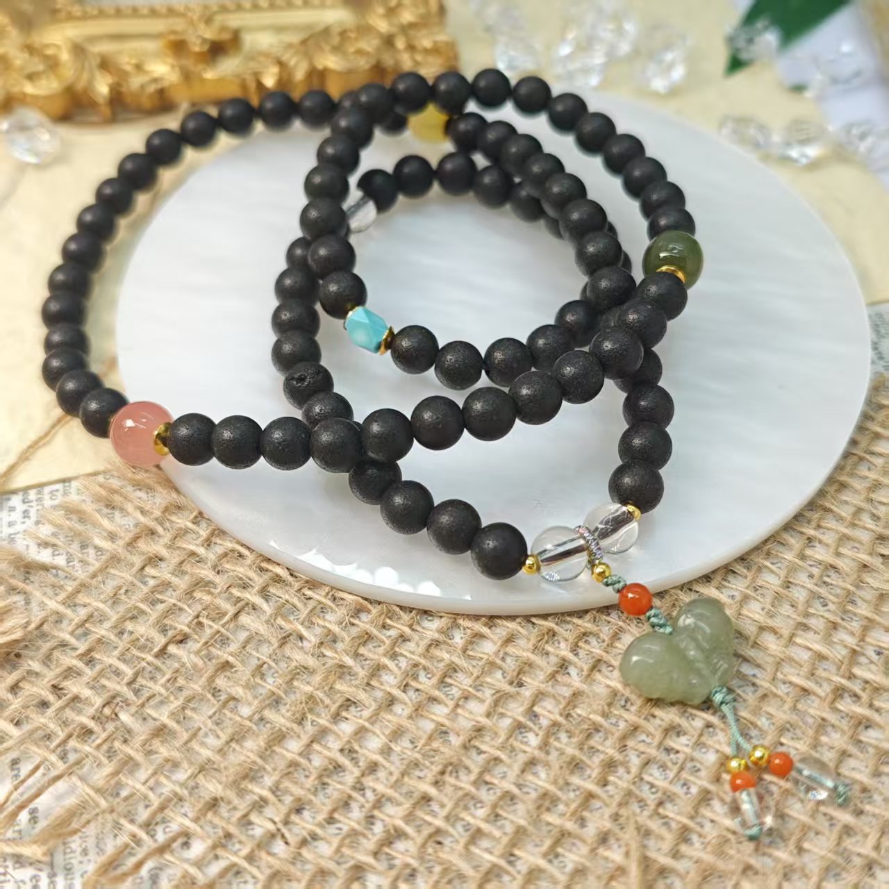 【龙延】和田玉蝴蝶三圈手链6+(多样发其一) MY200