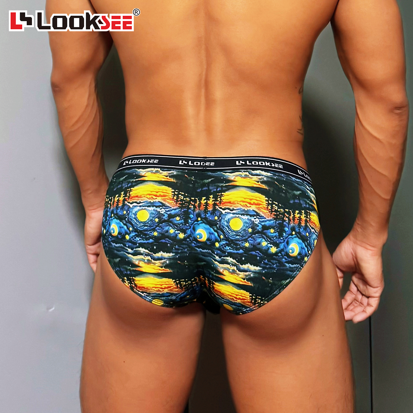 3条 高叉运动鸟巢三角裤 男印花内裤U凸超薄款透气冰丝个性感中腰