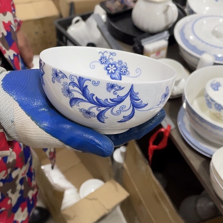 瓷片骨质瓷釉中彩丹青飞花5英寸米饭6个