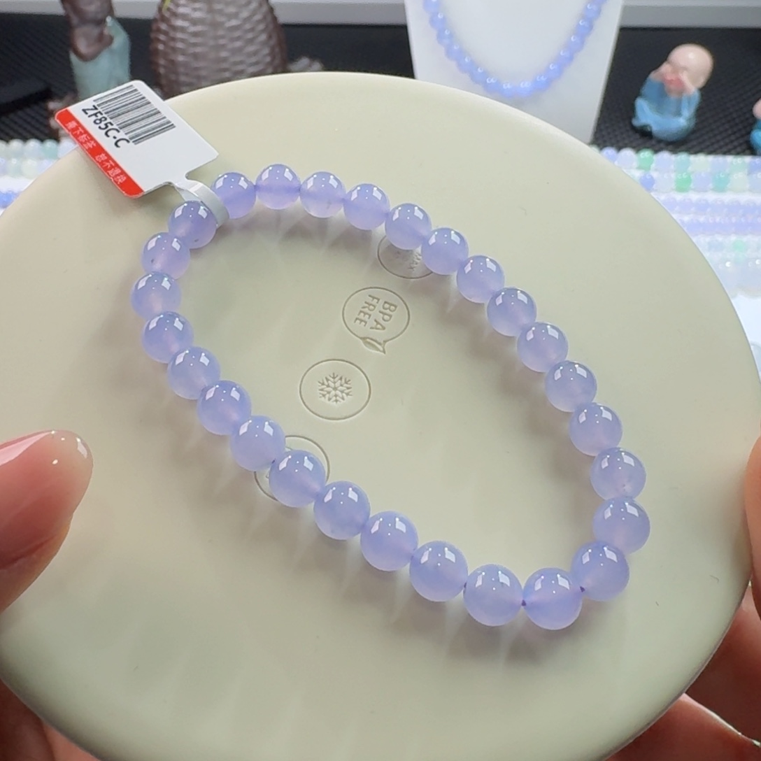 翡翠手链未镶嵌高冰红春紫单圈6.6mm