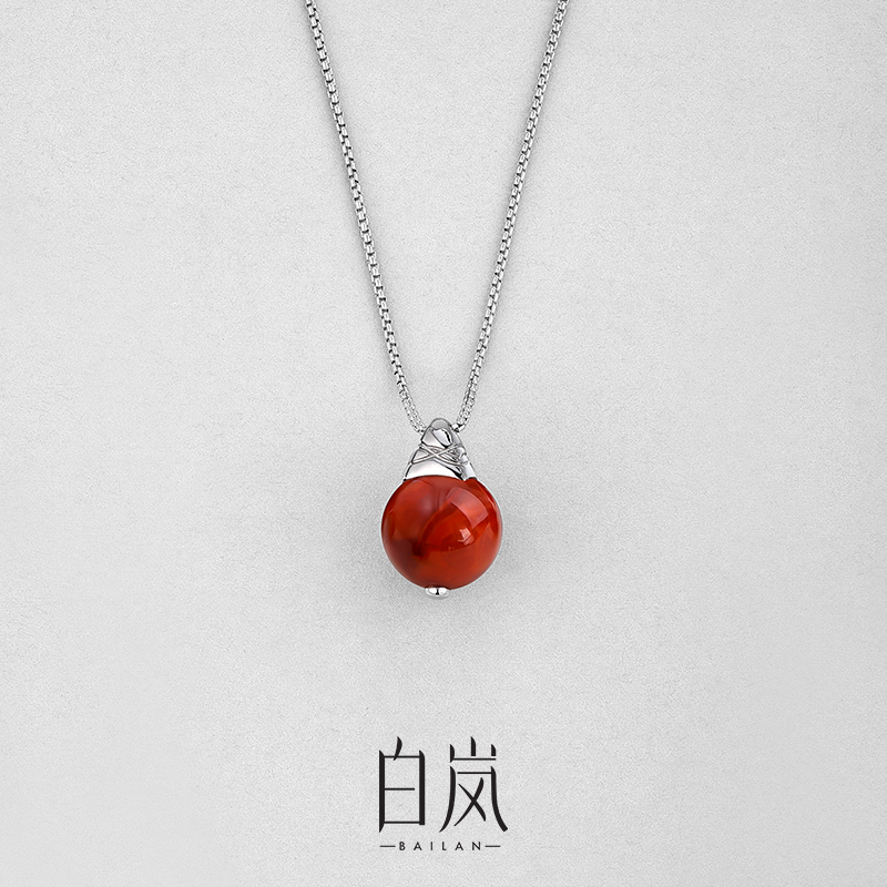 白岚旭松项链红玛瑙毛衣链锁骨链轻奢高级新款配饰女XL5217