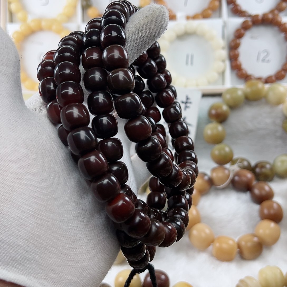 菩提根/象牙果手串解*茶卡13 干磨高油高密108S89