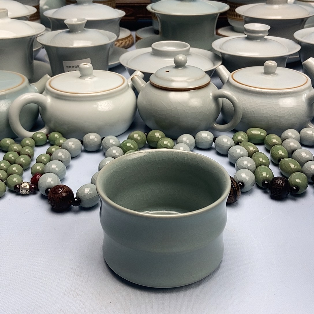 杯微微瑕仿古釉竹节杯原矿原釉原产地