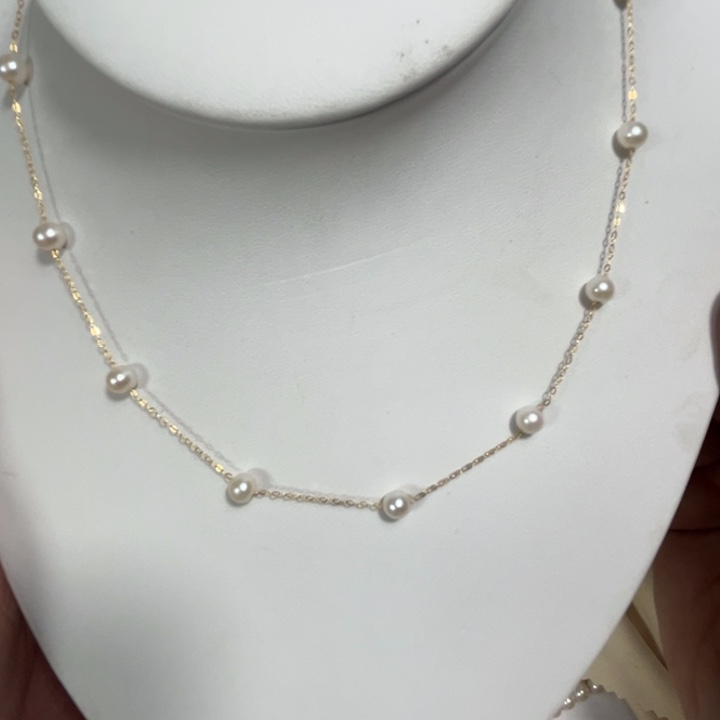 淡水珍珠颈饰银S925镶嵌