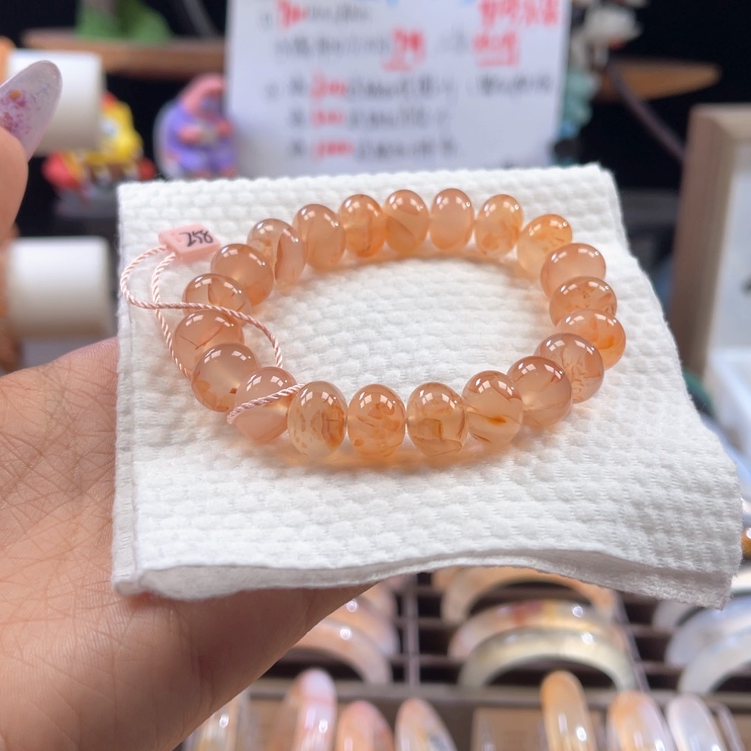 未镶嵌手链玛瑙/玉髓橘红苹果珠