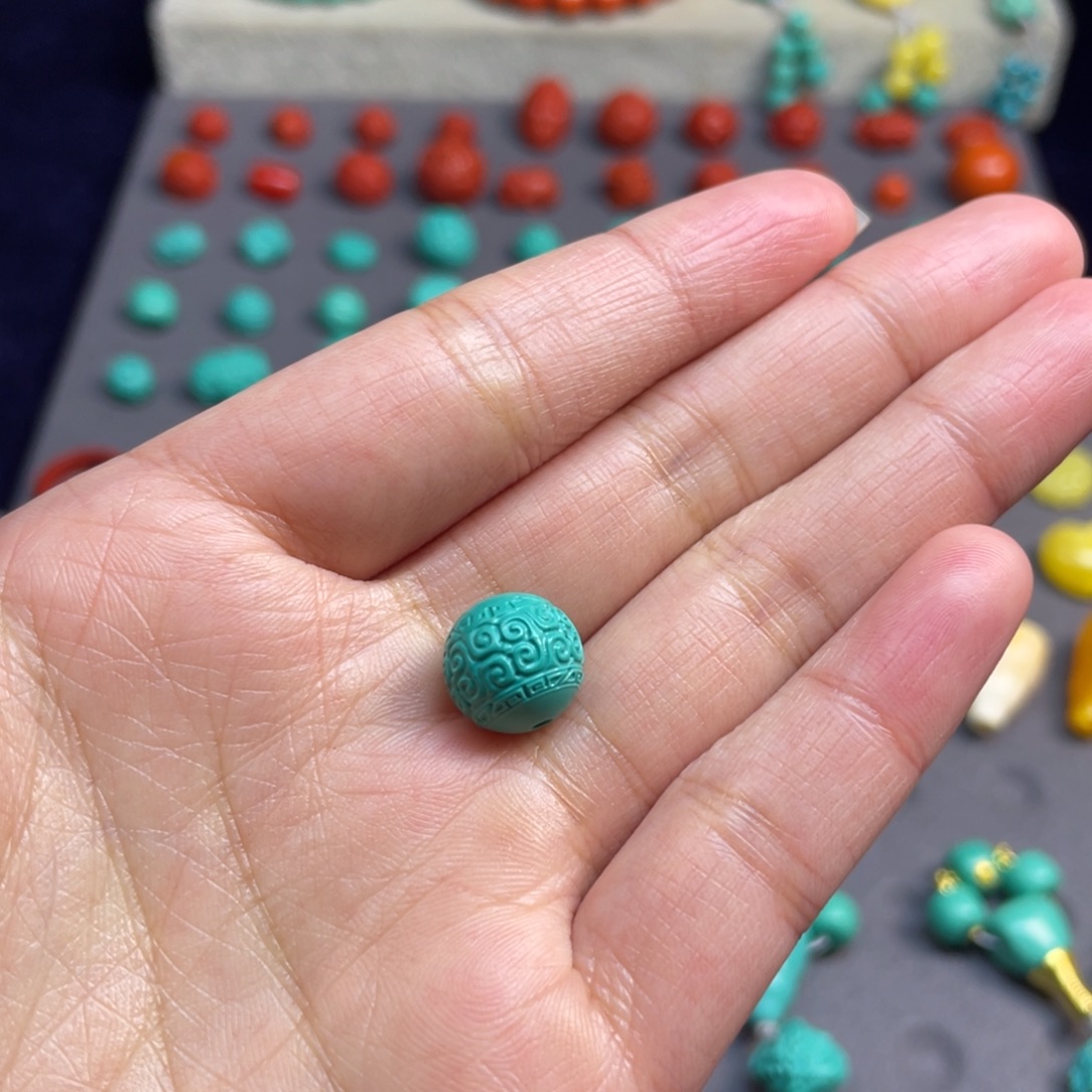 小***驴银S92512m回纹圆珠绿色