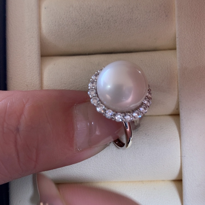 银S925镶嵌戒指海水珍珠