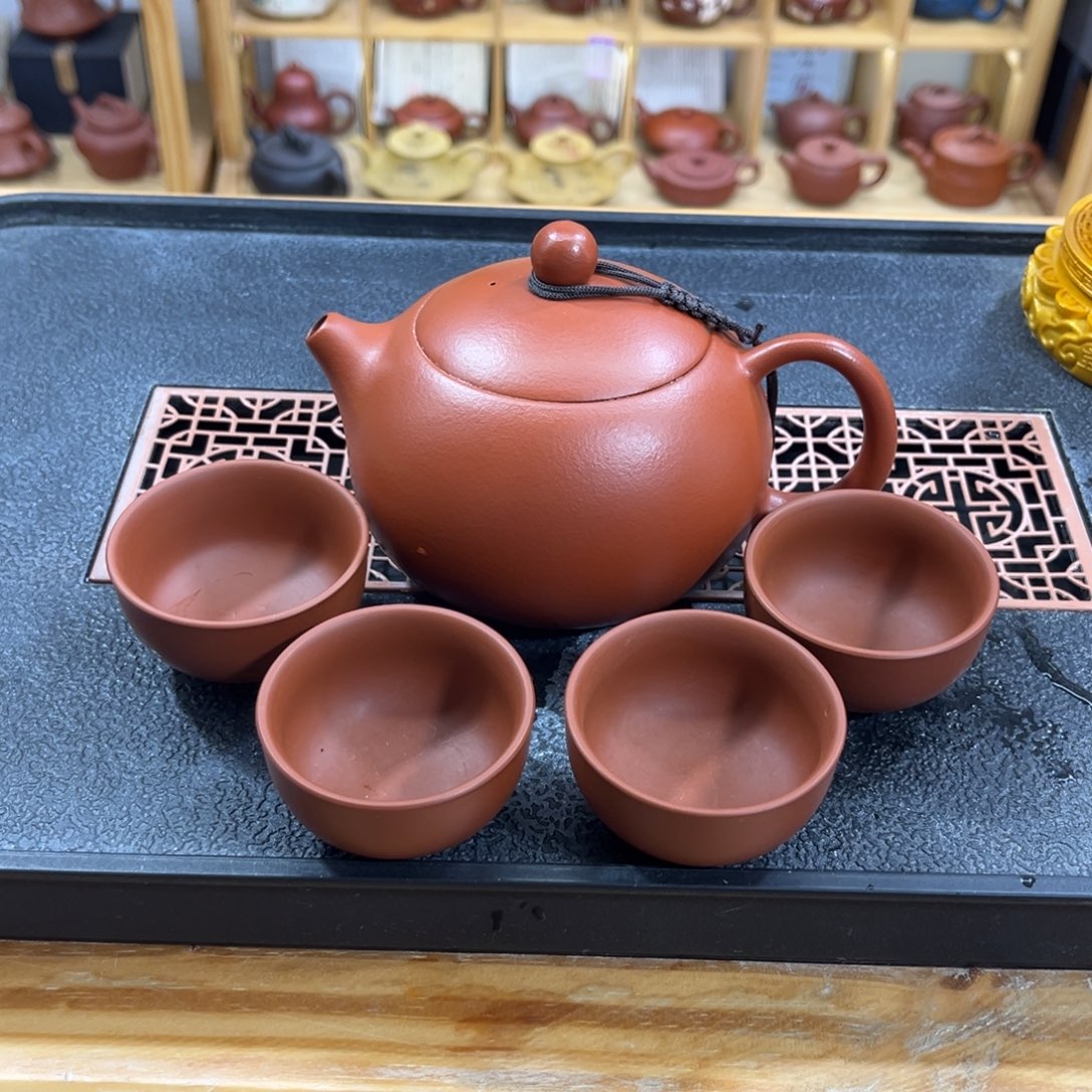 紫砂茶案胖西施（一壶四杯）