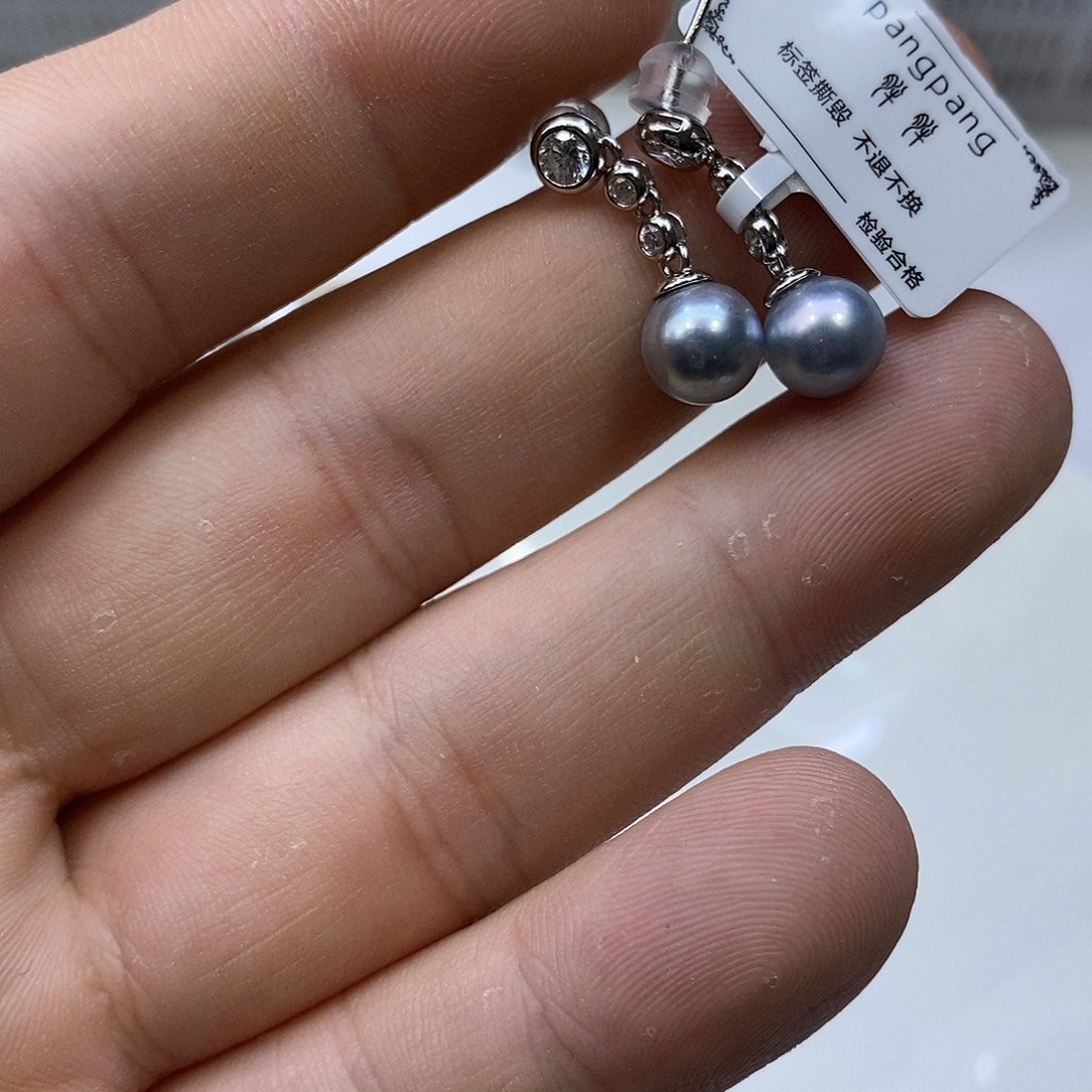 耳饰海水珍珠银S925镶嵌