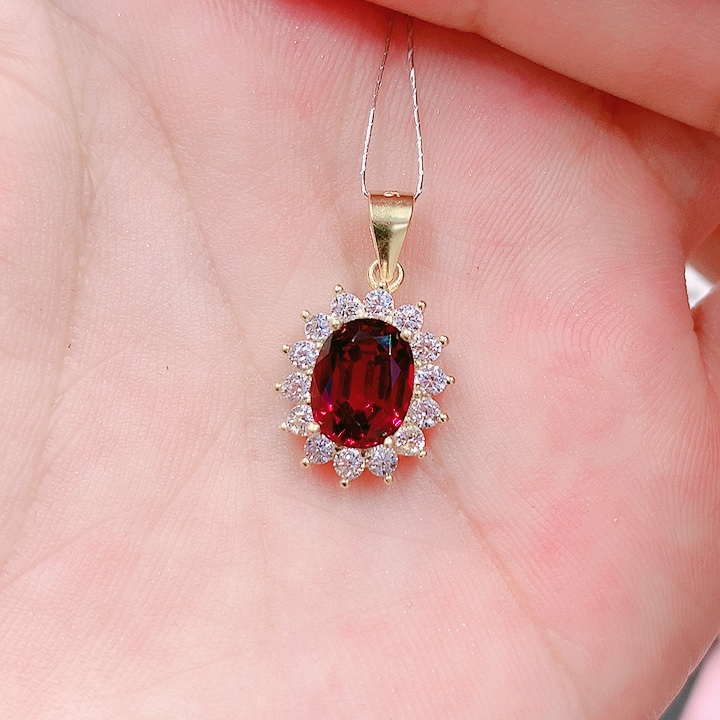 石榴石吊坠(不含链)银S925镶嵌6.9✖️8.8
