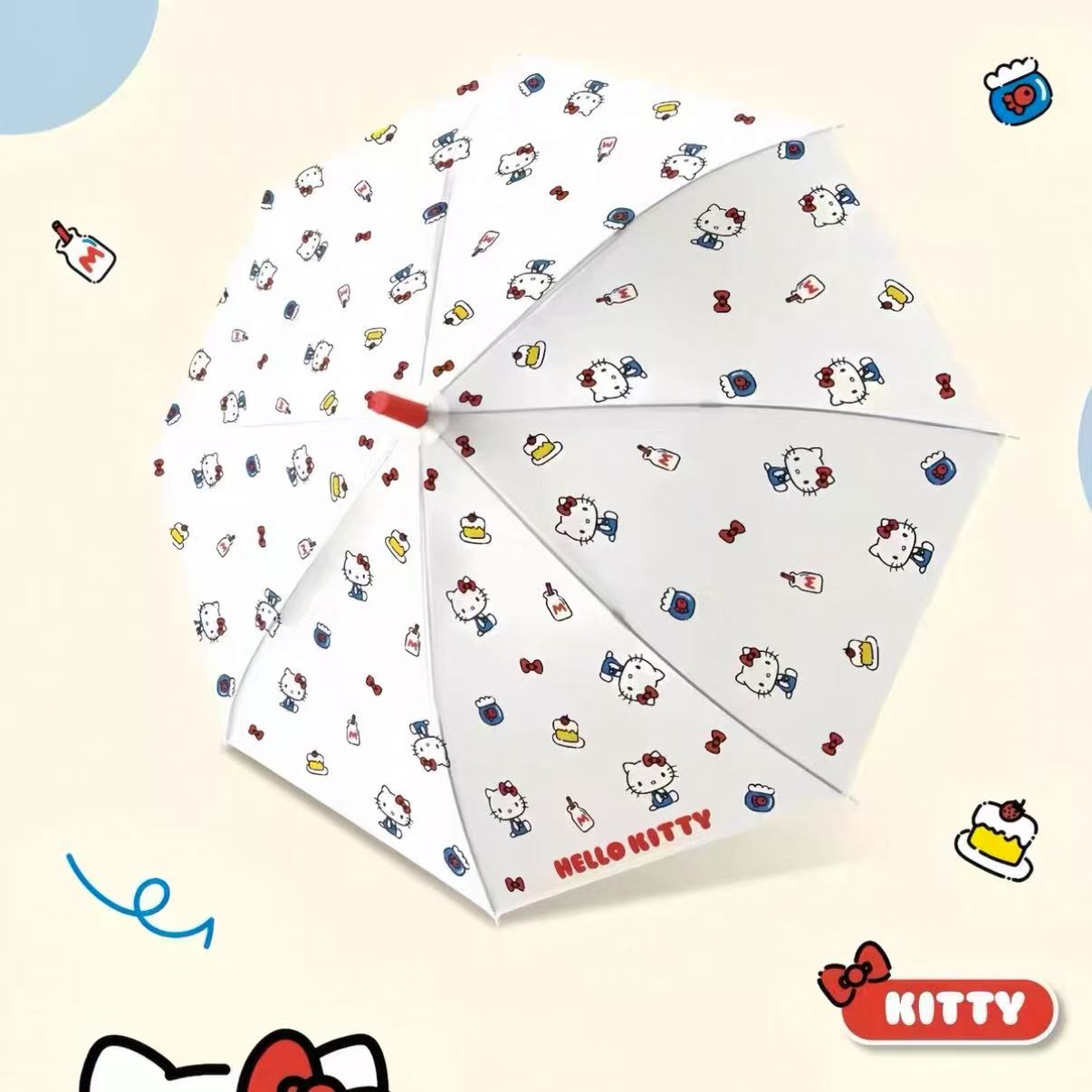 开播浮力磨砂款三丽鸥授权hellokitty凯蒂猫长柄kitty雨伞透明