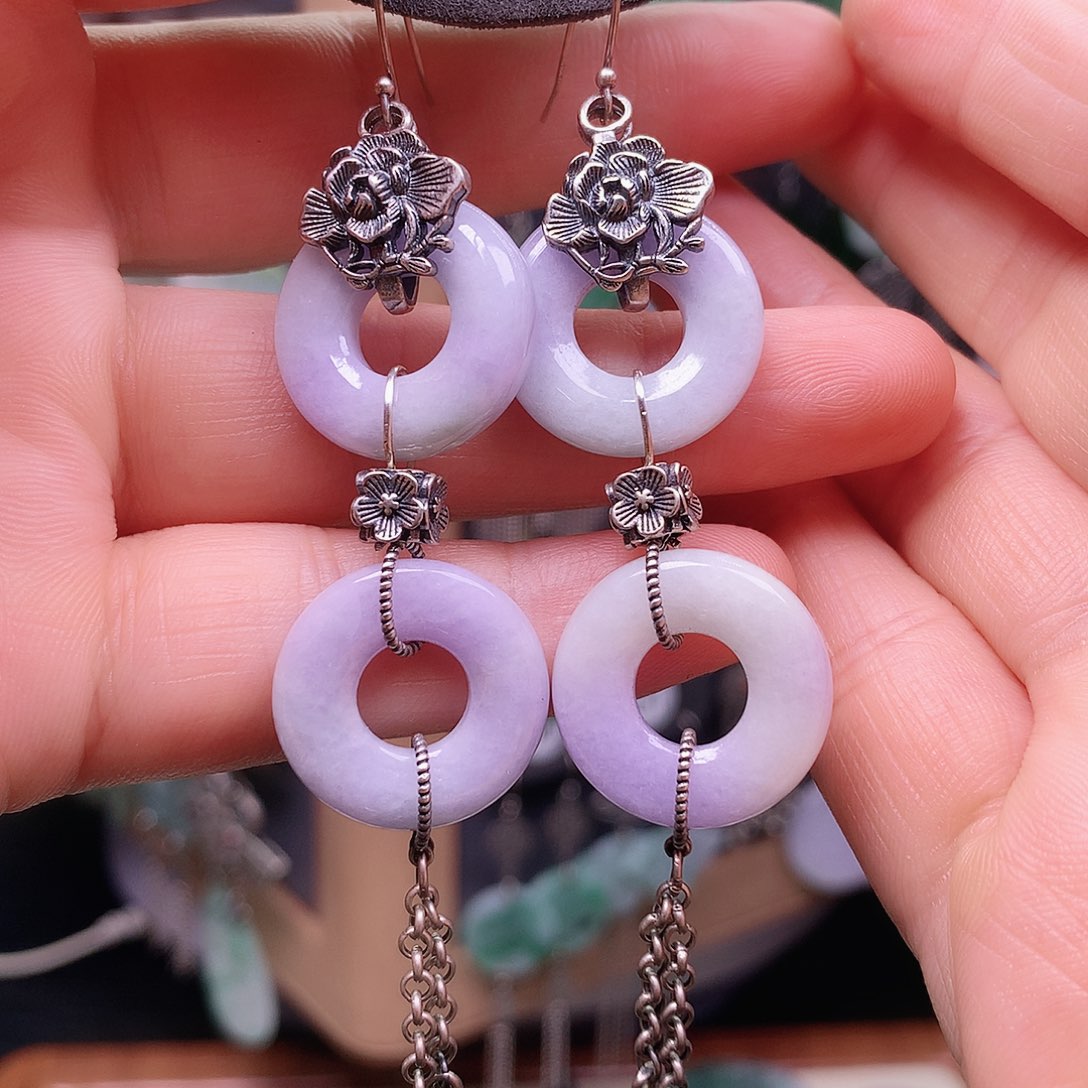 翡翠银S925镶嵌耳饰?**?