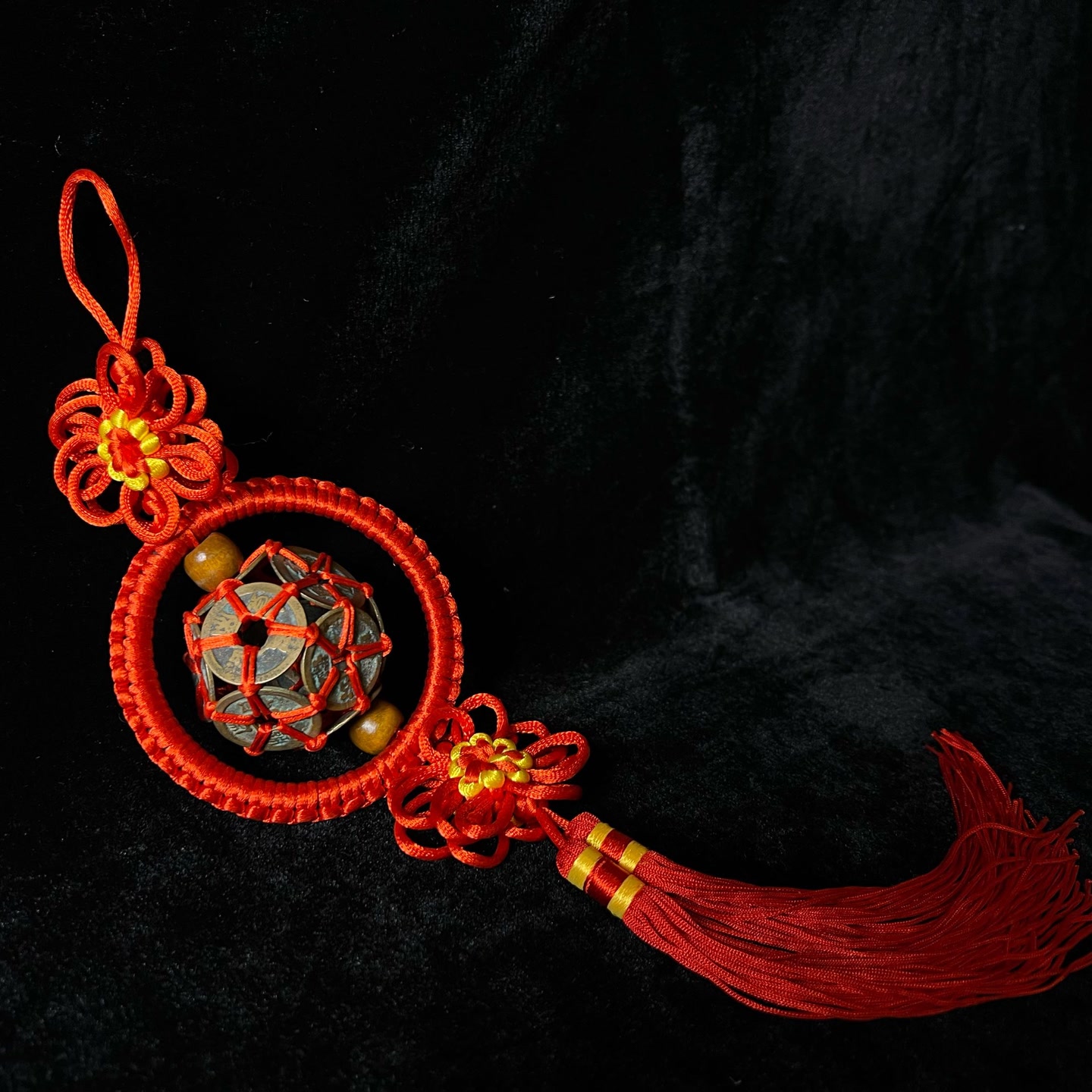 北宋铜钱纯手工编制 车载挂件/真品/纯手工编制