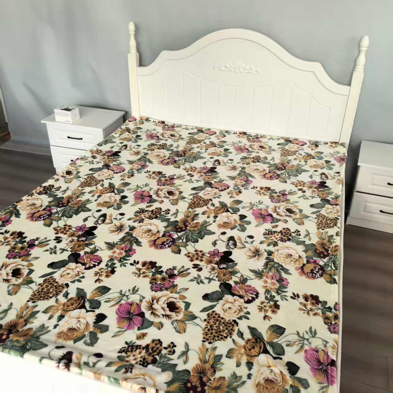 牛奶绒床单  缤纷花园印花简约保暖多功能绒毛毯双面