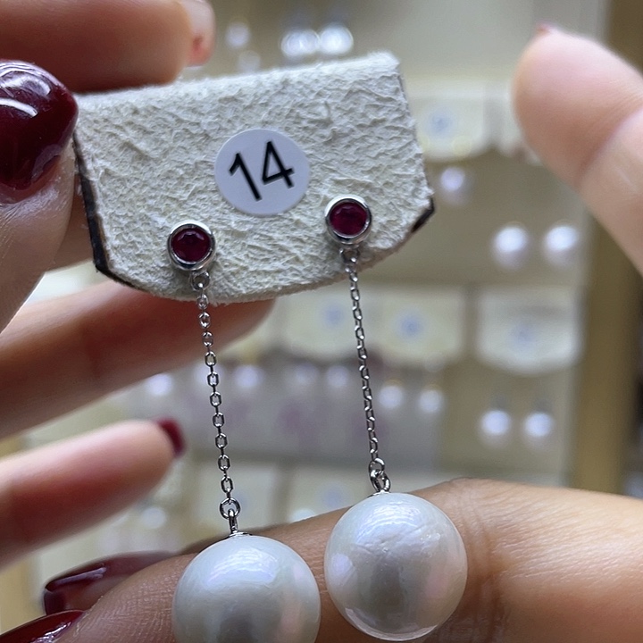 淡水珍珠耳饰银S925镶嵌
