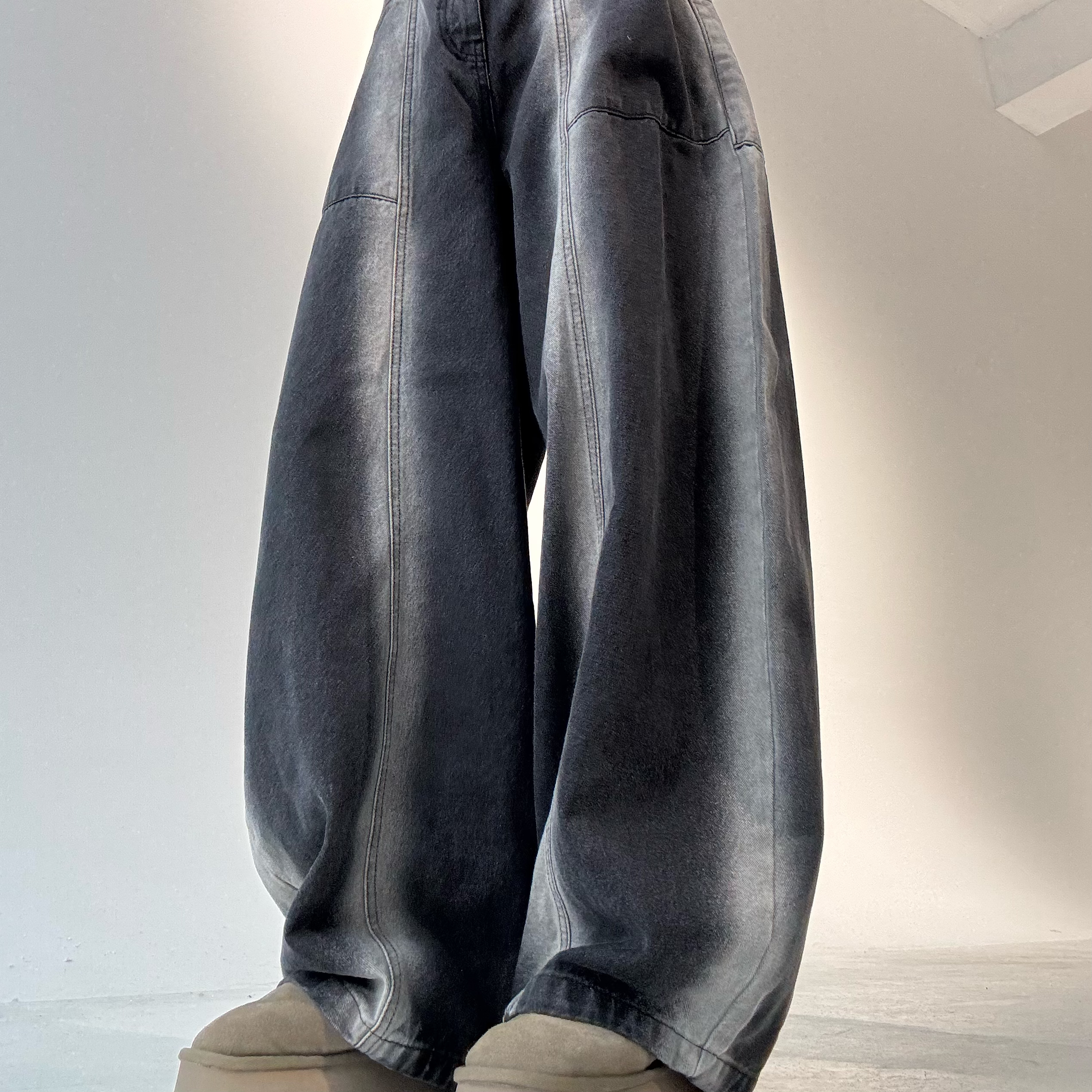 韩国休闲极简牛仔裤宽松