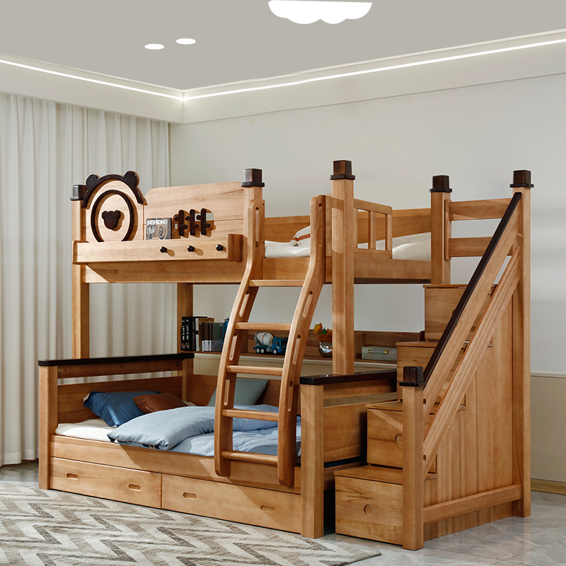 储物床子母床实木双层床爬梯高低床上下床上下铺双人床2025新款