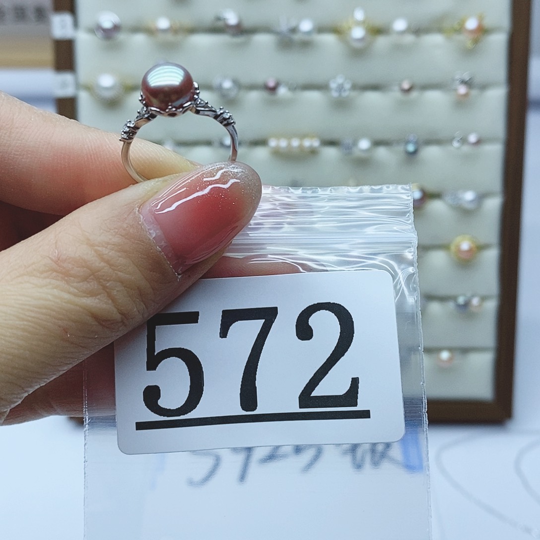 淡水珍珠戒指银S925镶嵌媛*572
