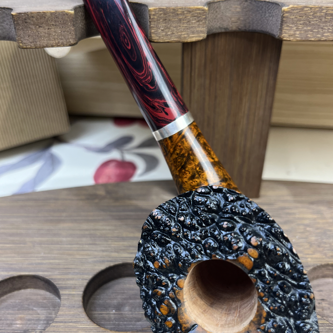 纯手工大号总裁烟斗黄金对比色石楠木烟斗