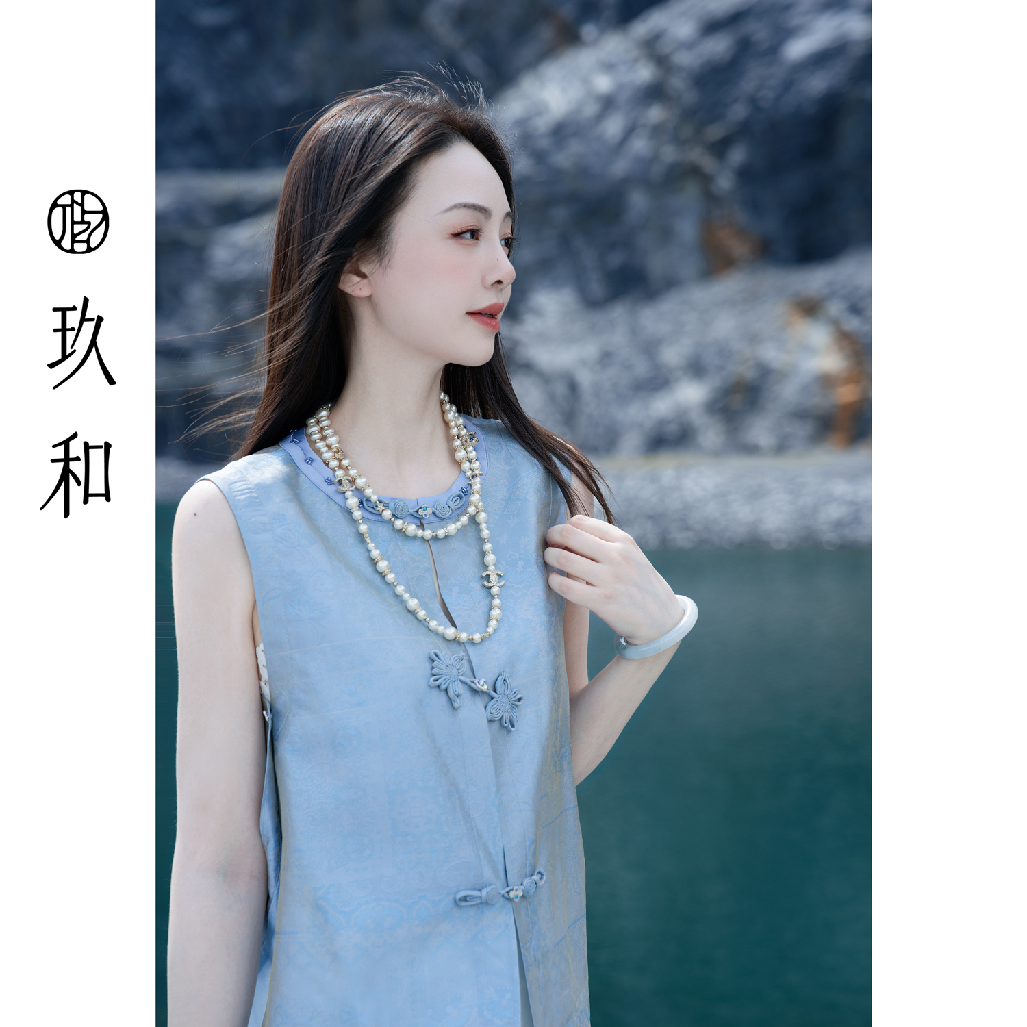 【玖和·锦屏韶光】中式休闲复古时尚百搭圆领对襟无袖马甲JHA2MJ341