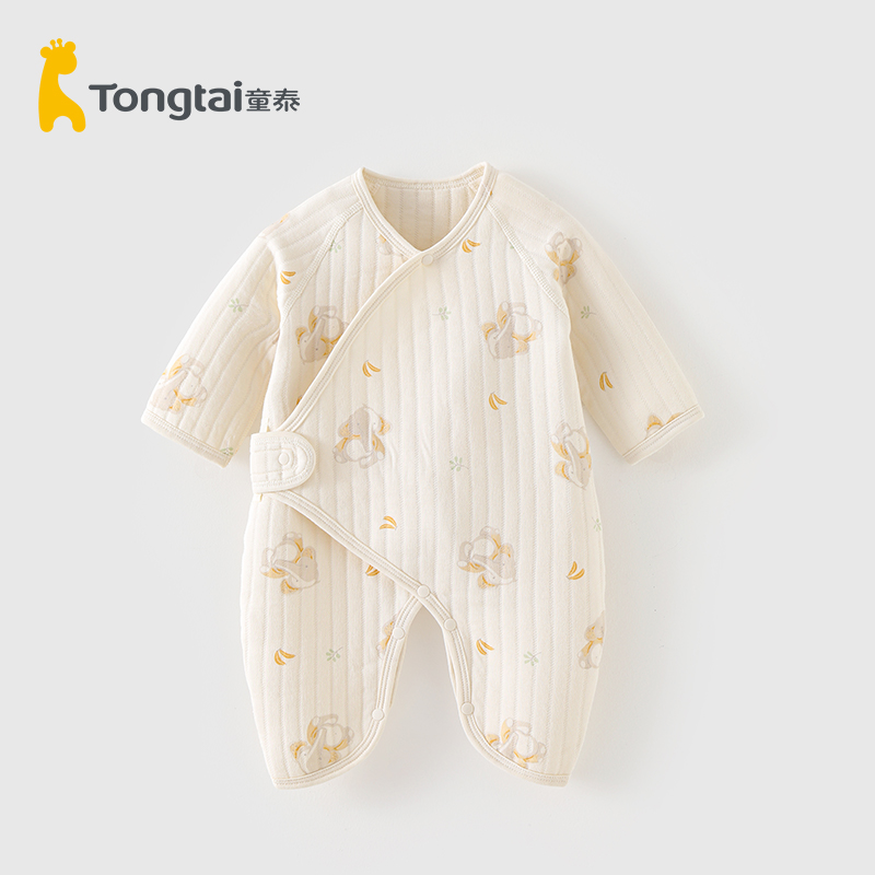 童泰新生婴儿儿衣服秋冬保暖纯棉夹棉服和尚服初生宝宝连体衣哈衣