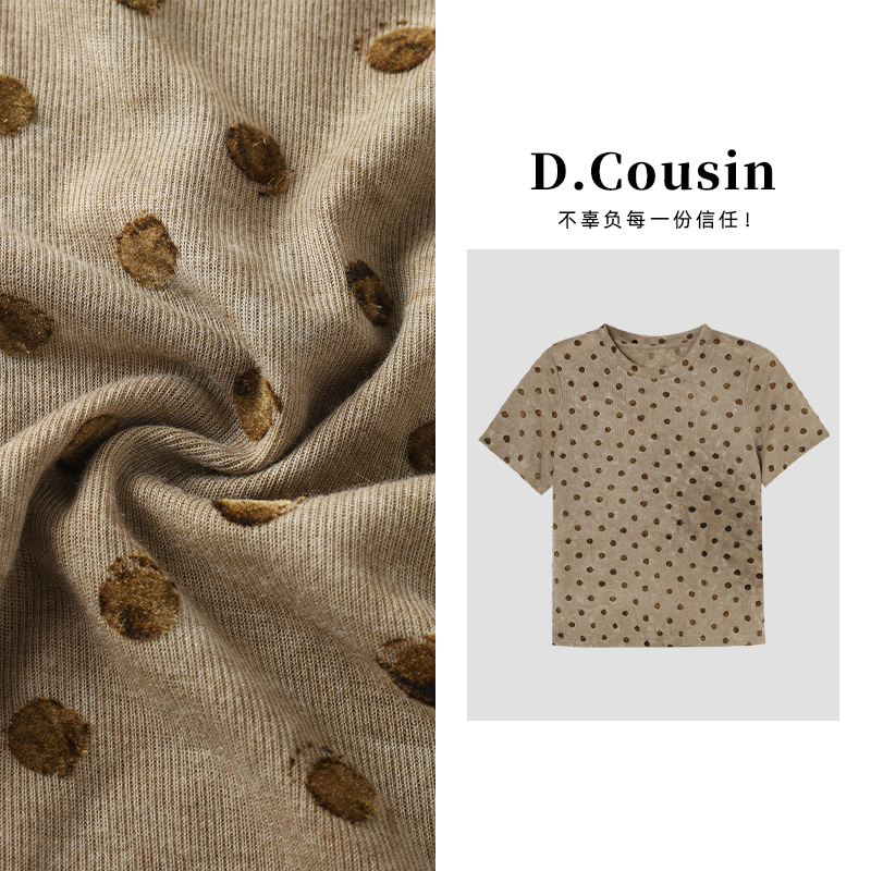 D.cousin  夏季新款圆领波点短袖T桖显瘦百搭减龄上衣 3004