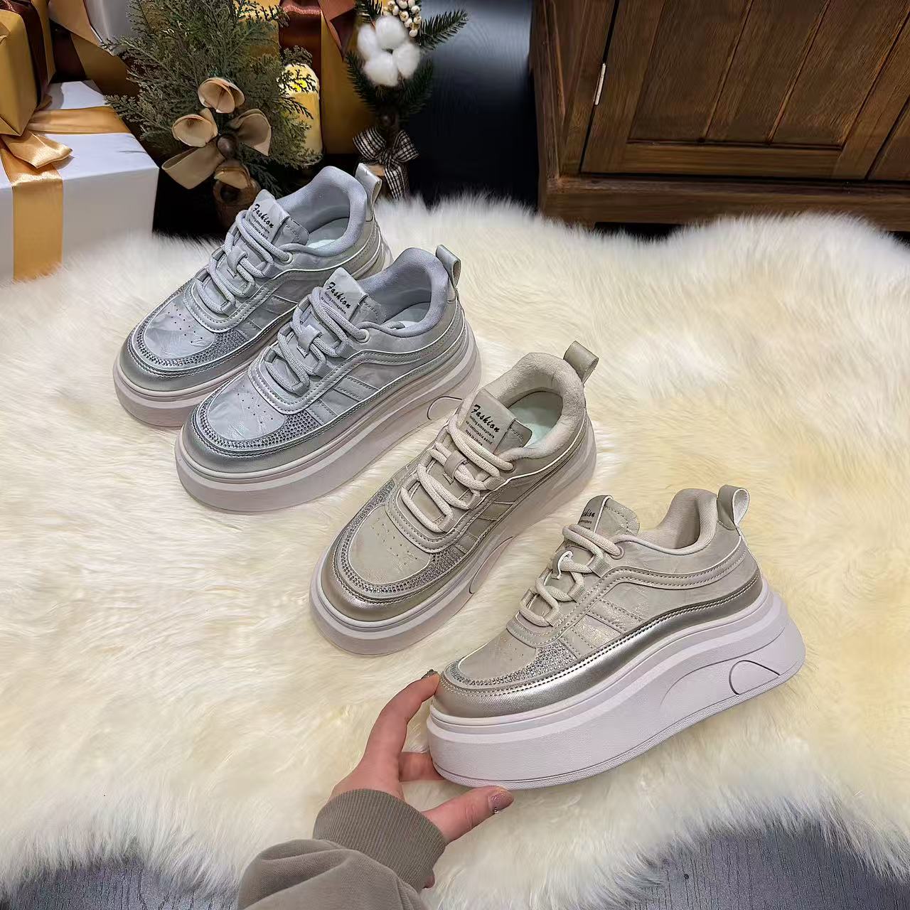 【llyy】加绒休闲鞋2025秋冬新款欧版百搭增高保暖棉鞋休闲板鞋