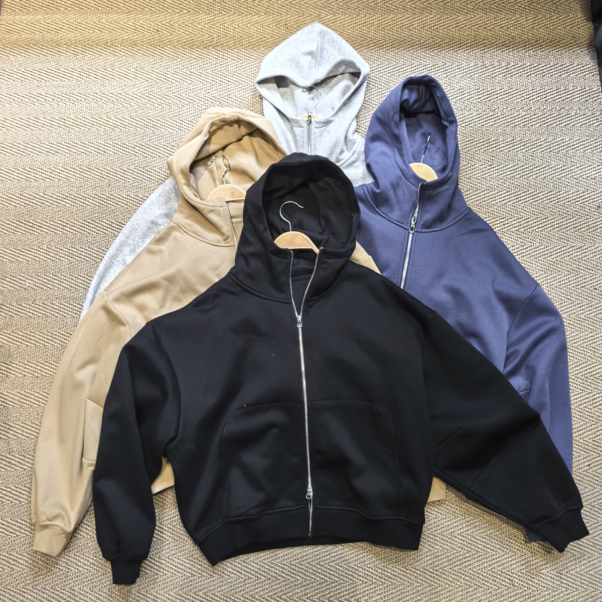 弯刀袖！科技锁温！短宽版型拉链开衫外套短款卫衣加绒男女连帽纯色