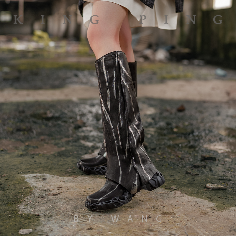 『宣言』KING PING原创设计师品牌高靴直筒女长靴真皮时尚 Q367H27