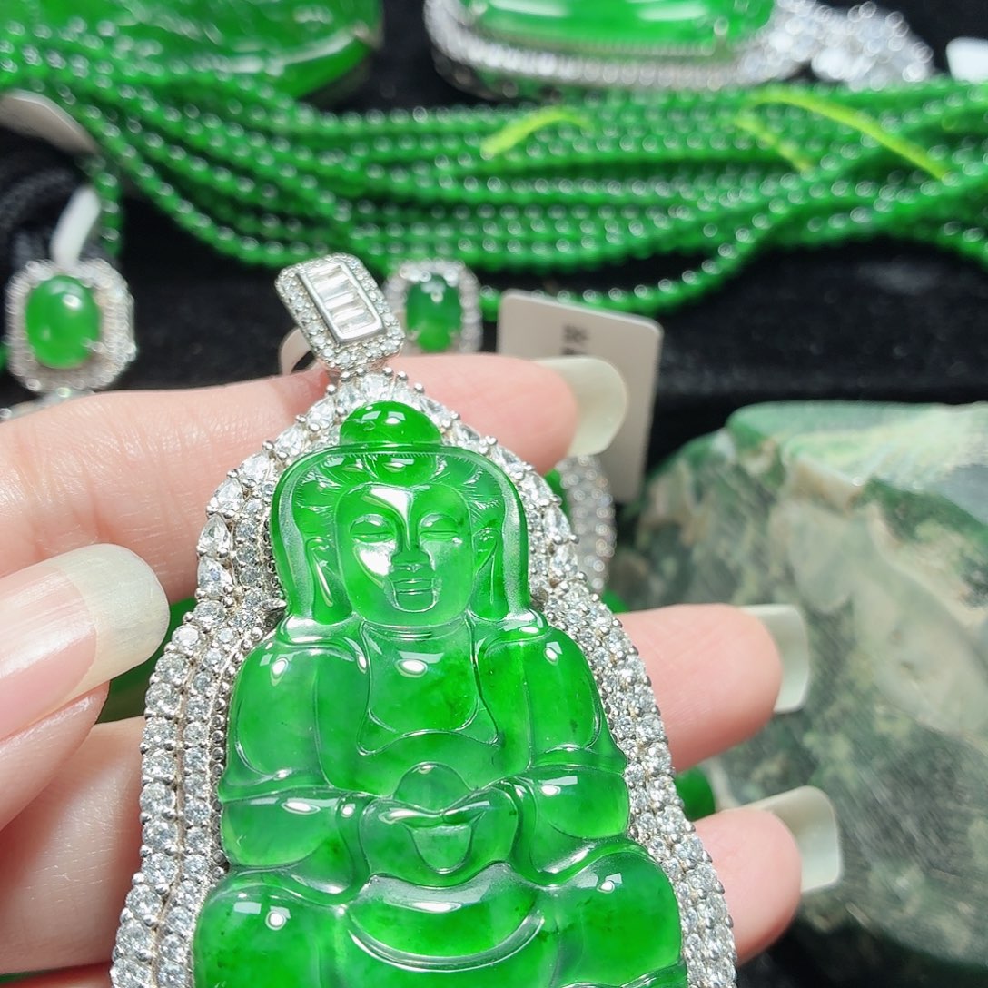 翡翠银S925镶嵌颈饰