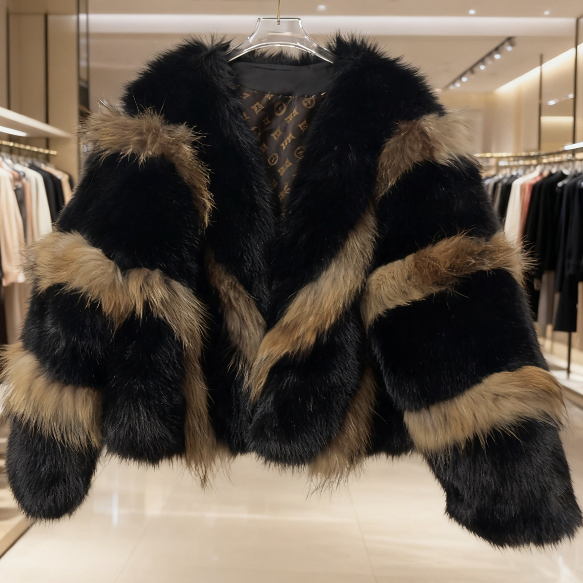 25382老钱风拼接撞色短款长袖宽松版短外套