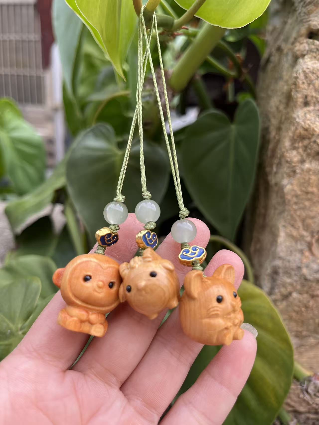 崖柏十二生肖可爱手机挂链钥匙包包扣