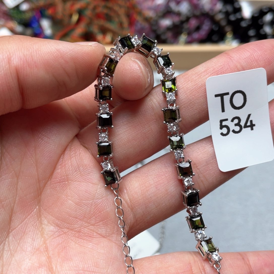 碧玺手串银S925镶嵌手串