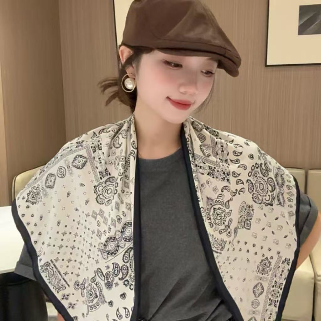 202白腰果【韩国斜纹绸三角巾】女叠穿牛仔裤腰带腰间丝巾旅游搭配