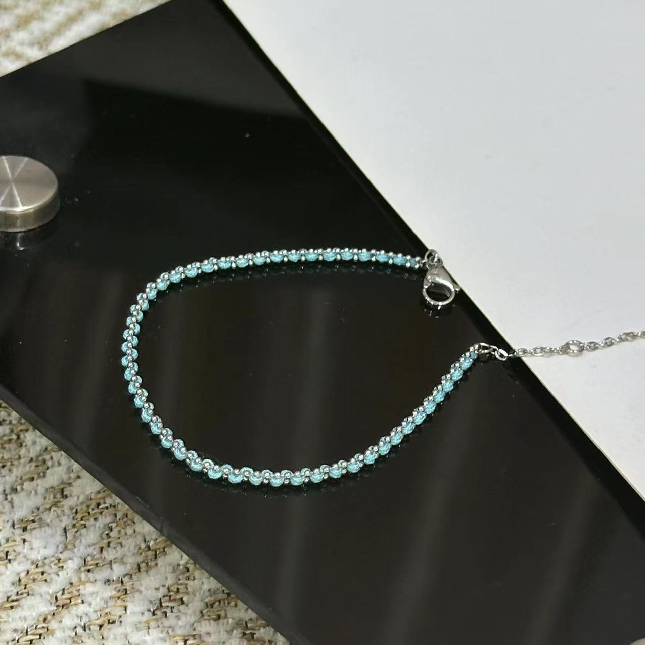 钛钢手链 蓝色编织特别手链-4654