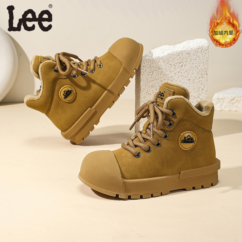 Leekids童鞋儿童马丁靴冬季加绒2024新款保暖男童棉靴女童鞋子