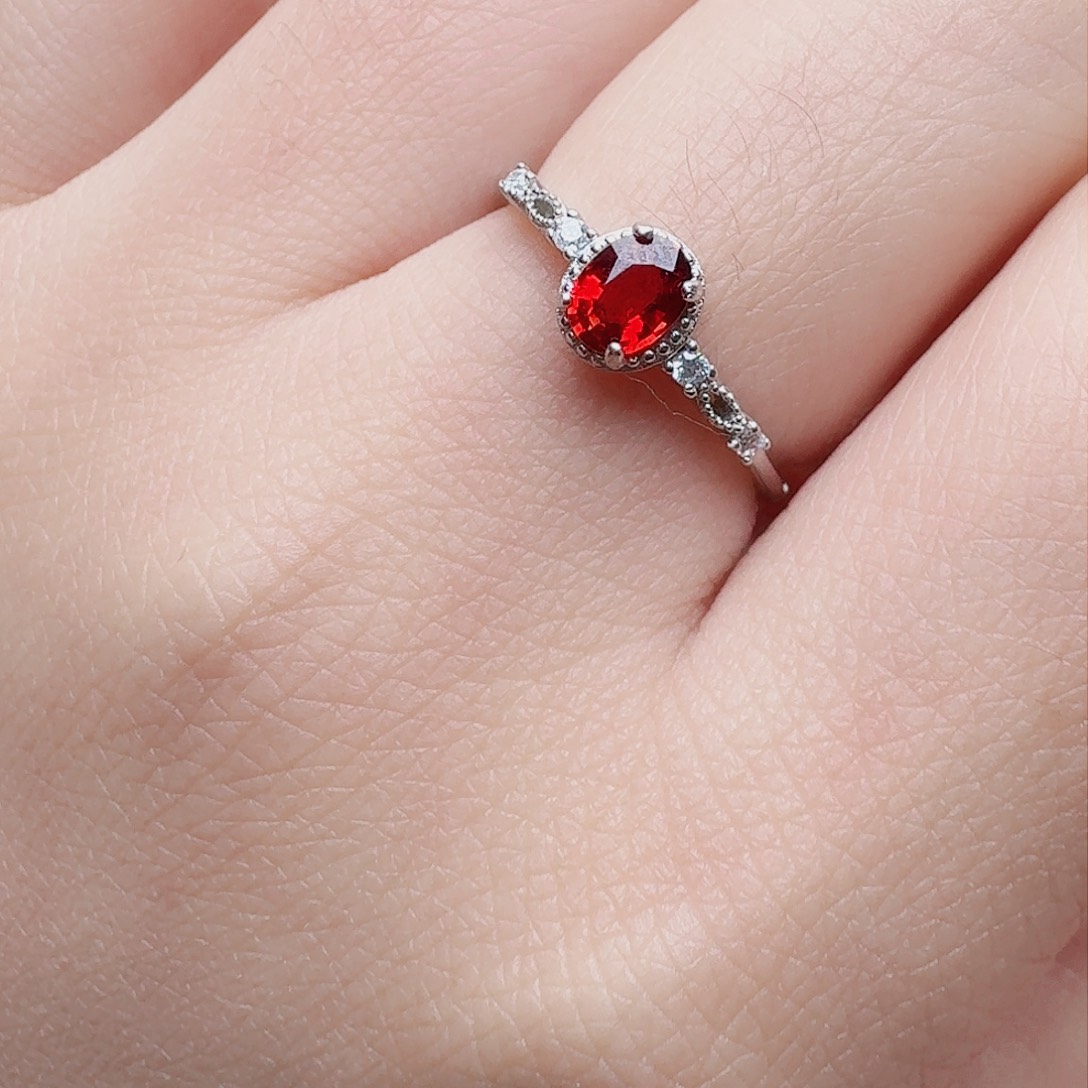 蓝宝石戒指银S925镶嵌戒指