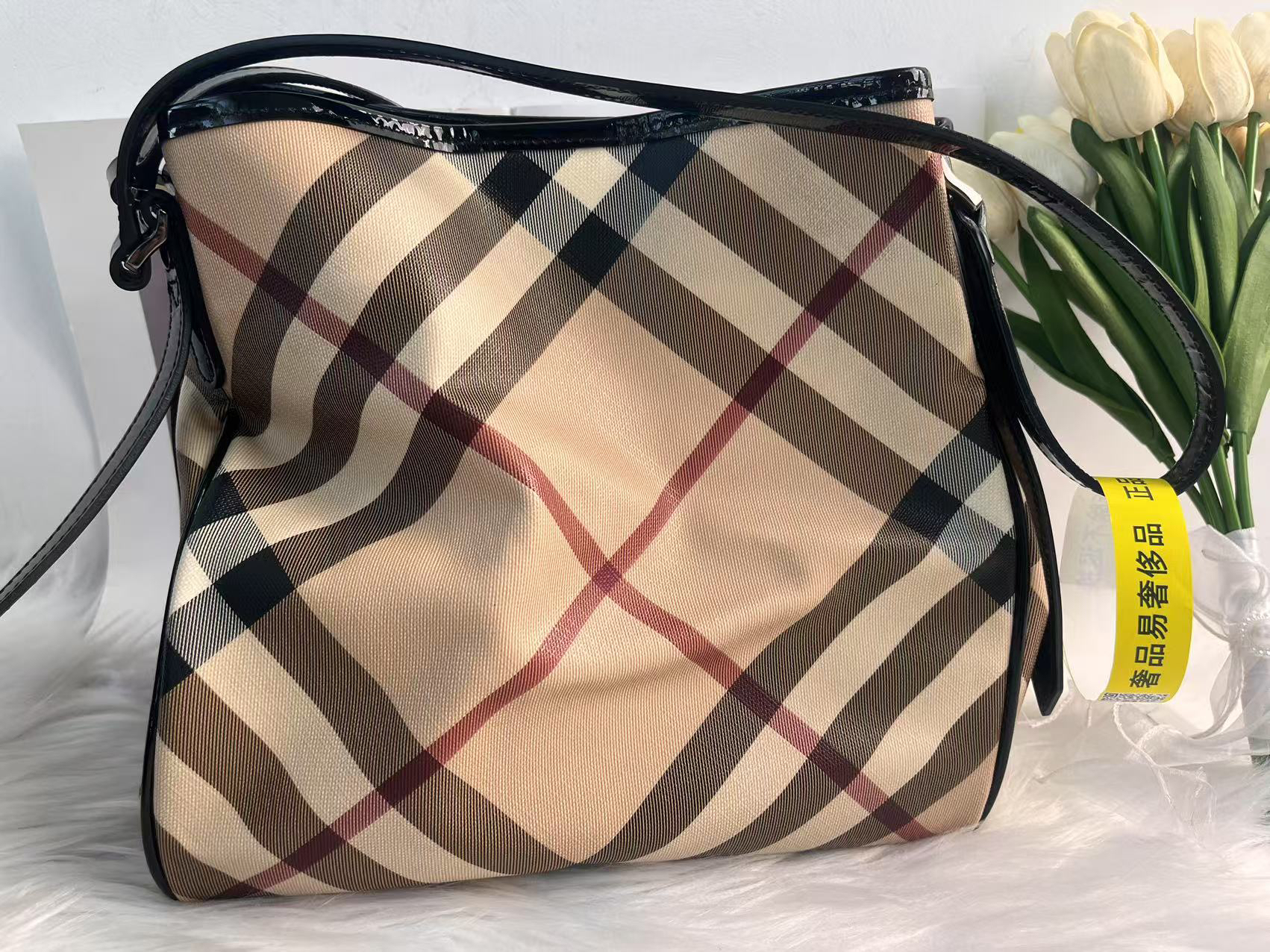 95新 BURBERRY/博柏利 博柏利 百搭条纹单肩包