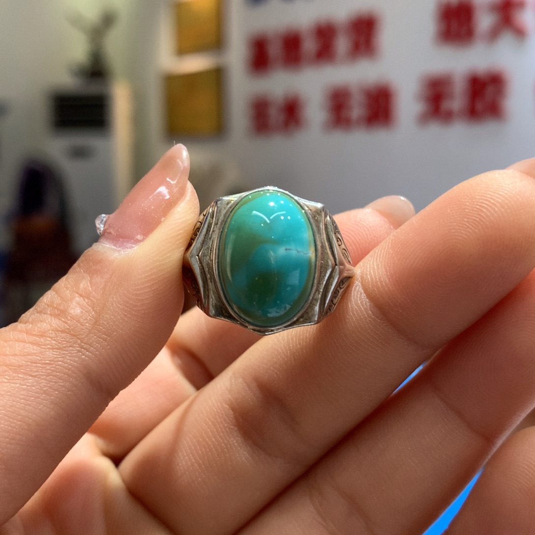 绿松石戒指银S925镶嵌