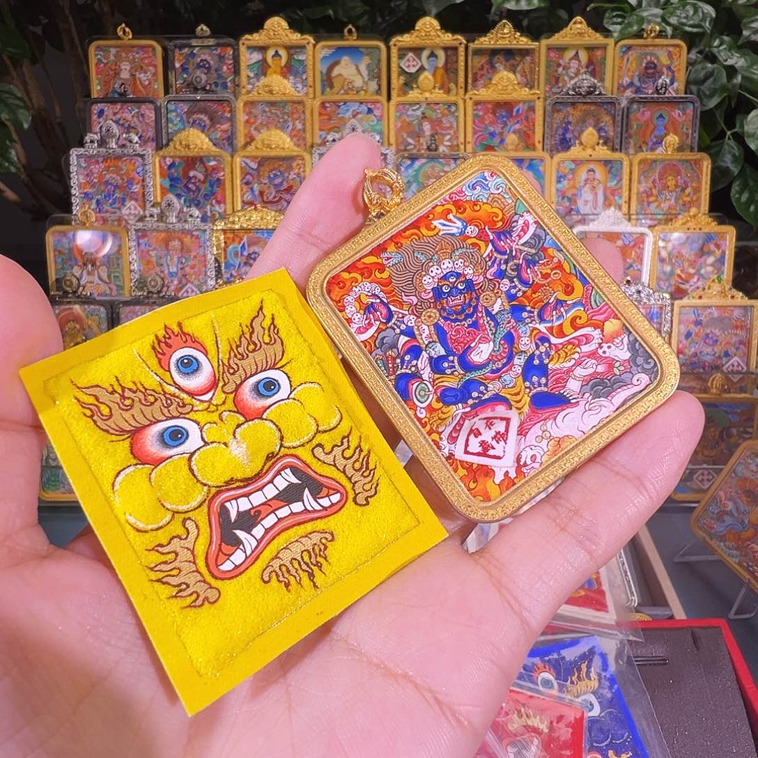 ****吊坠大黑天热贡纯手绘唐卡