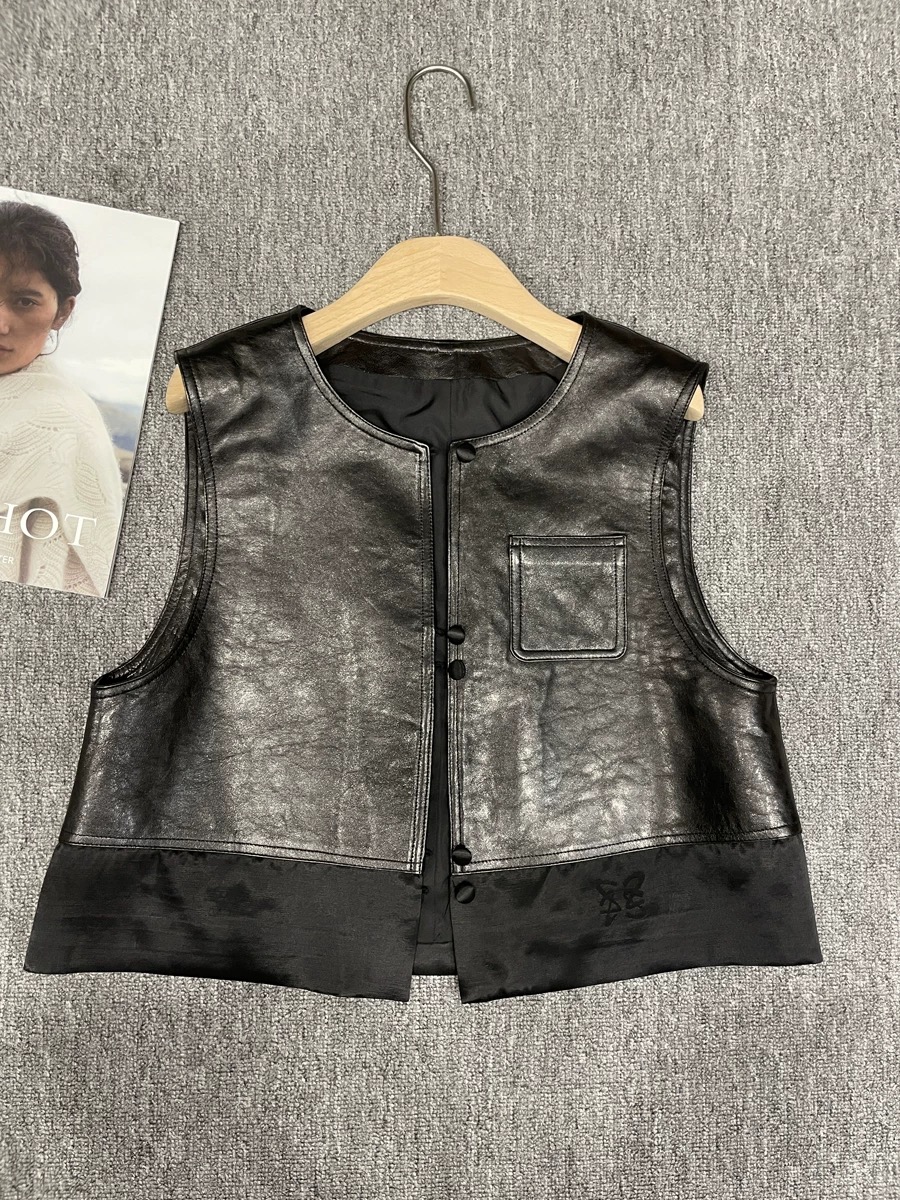 N0196国风马甲女常规百搭网红四季通用休闲短款秋季马夹时尚圆领