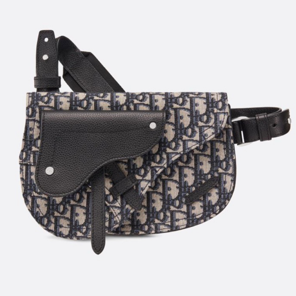 99新 DIOR/迪奥 老花刺绣拼皮马鞍包 单肩斜跨包