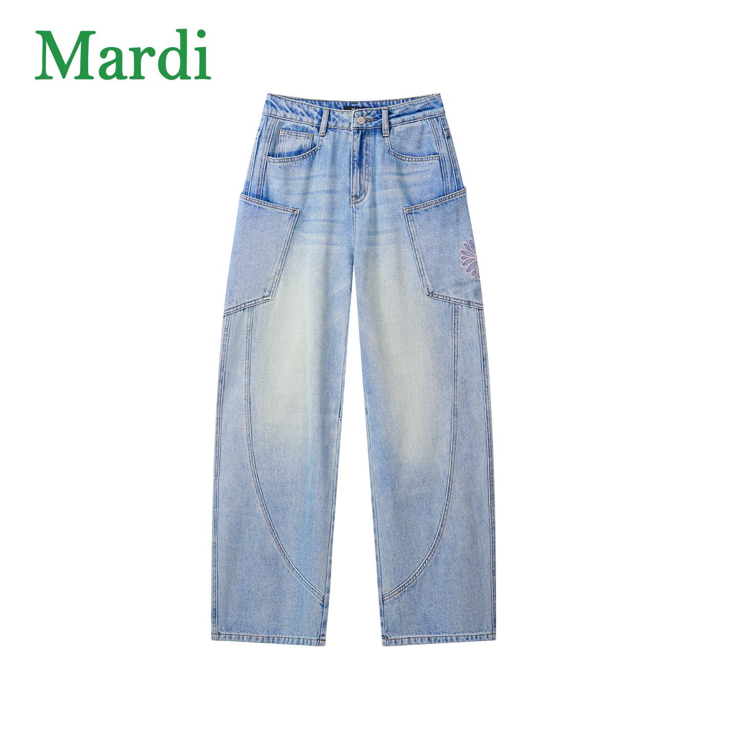Mardi潮流渐变牛仔裤baggy牛仔裤刺绣26春季新款女装MKZ2612083