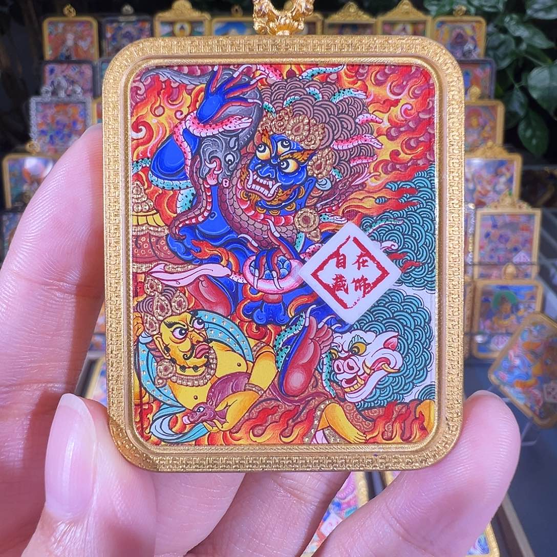 吊坠黑财热贡纯手绘唐卡