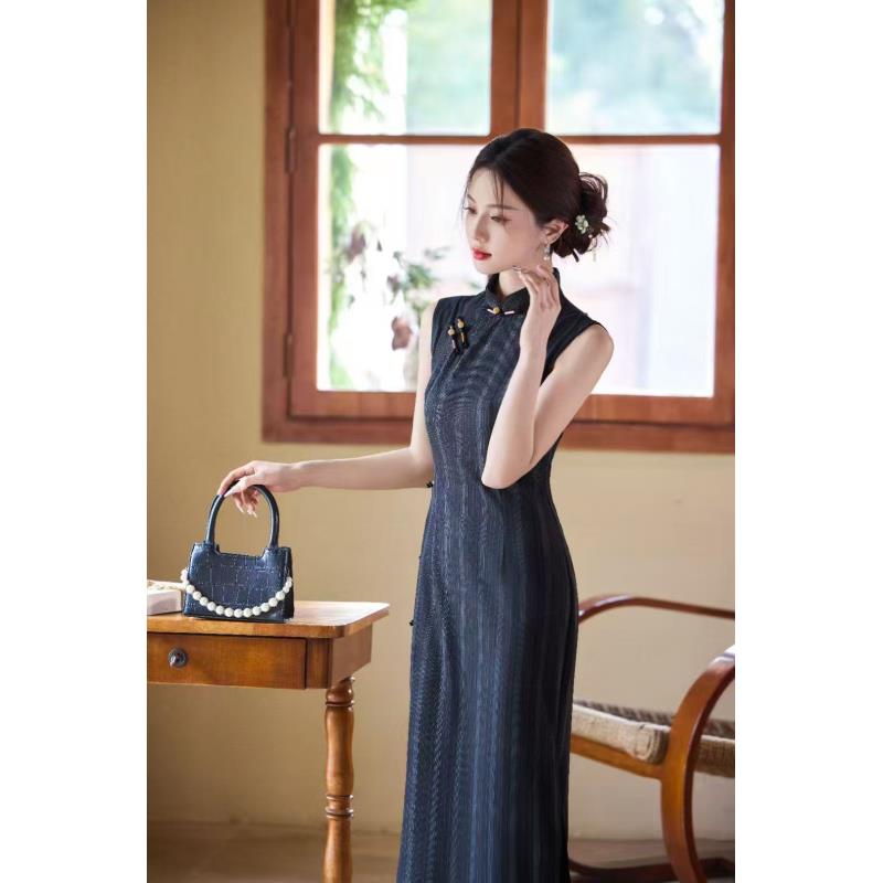 【俏美佳人】中国风文艺复古无袖日常旗袍优雅立领显瘦修身衣长125