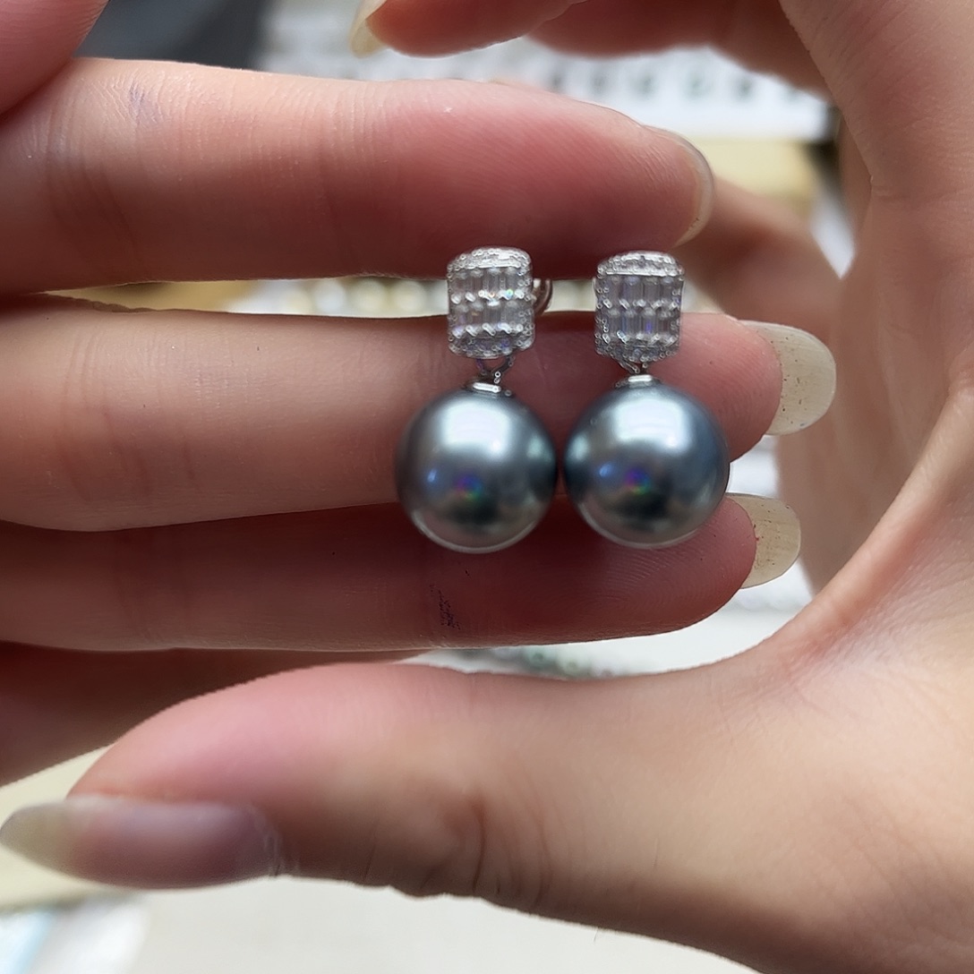 银S925镶嵌耳饰海水珍珠