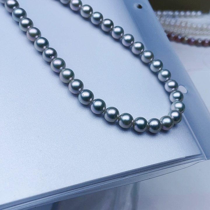 淡水珍珠颈饰18K金镶嵌卡7➕高品海水炫蓝光