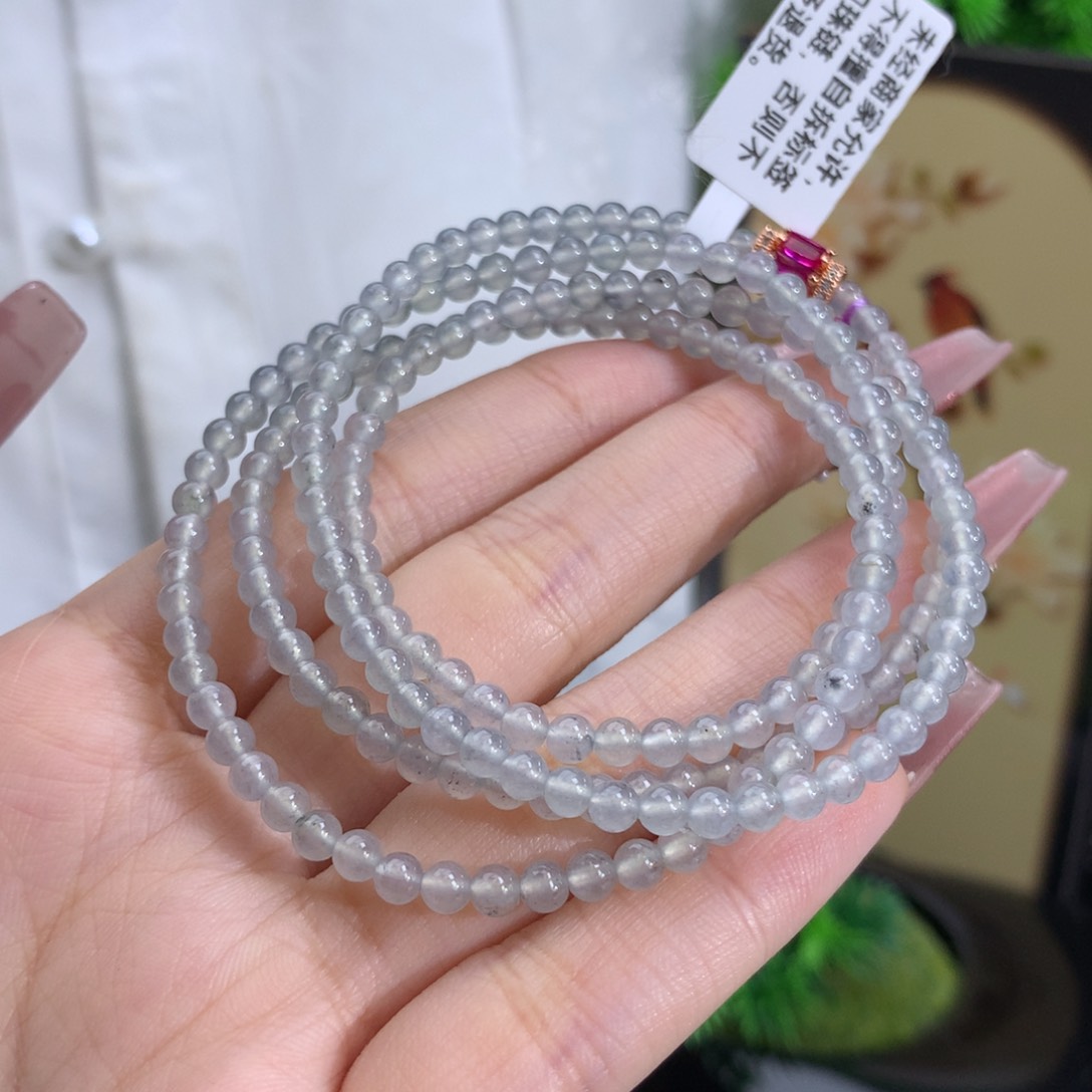 未镶嵌翡翠手链卡3.7冰种乌鸡