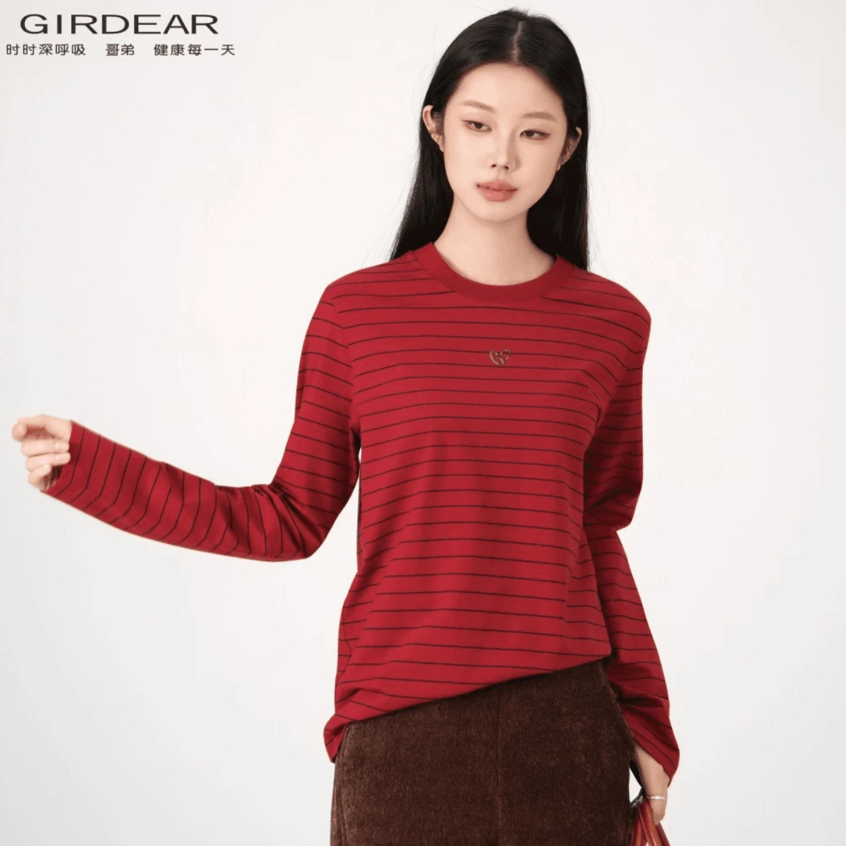 GIRDEAR/哥弟「醇香夜歌」秋冬新款气质时尚长袖打底衫1300866