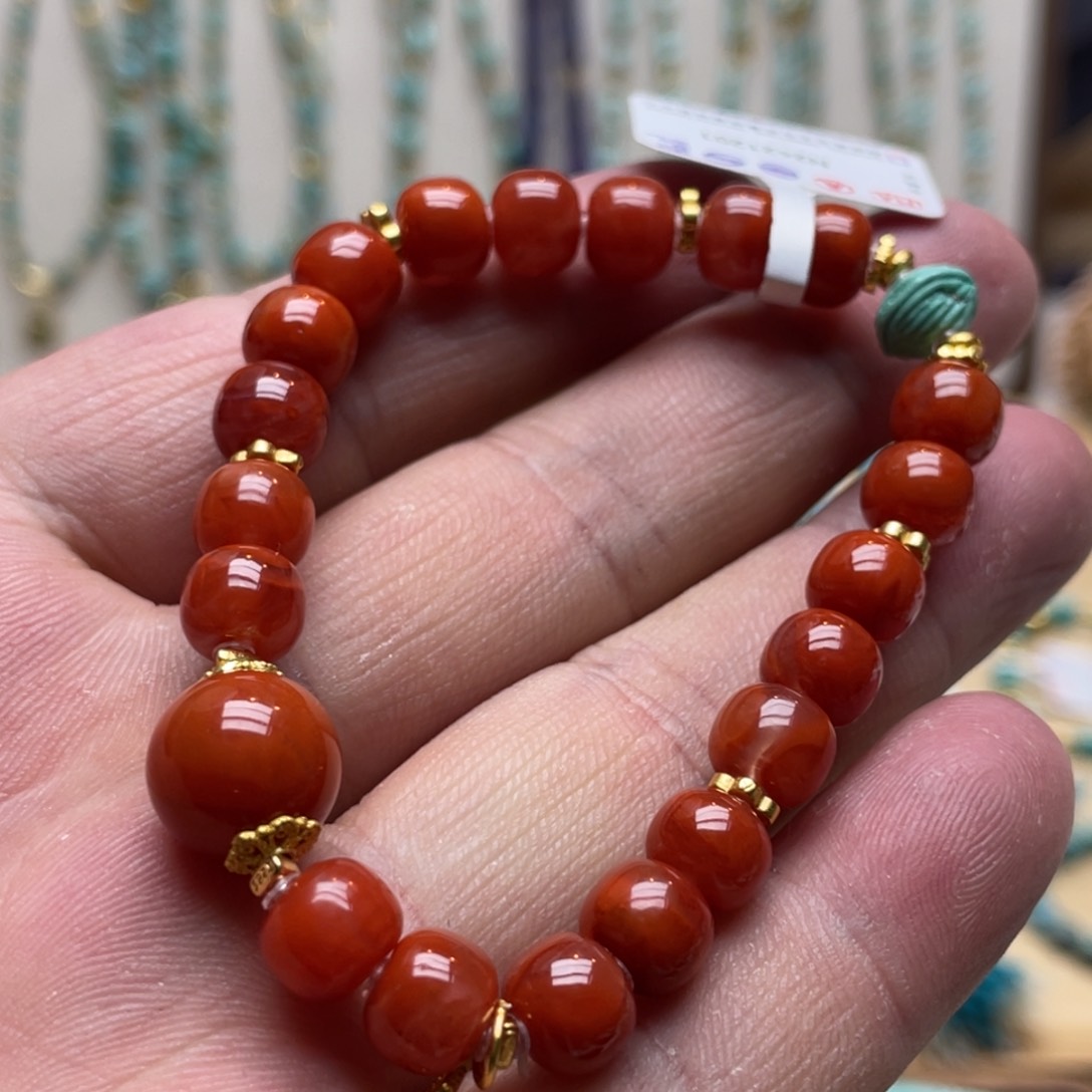 南红玛瑙手链银S925镶嵌